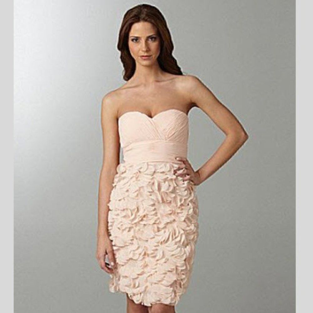 JS Collections NEW with Tags Blush Rosette Strapless Dress. Size 4.